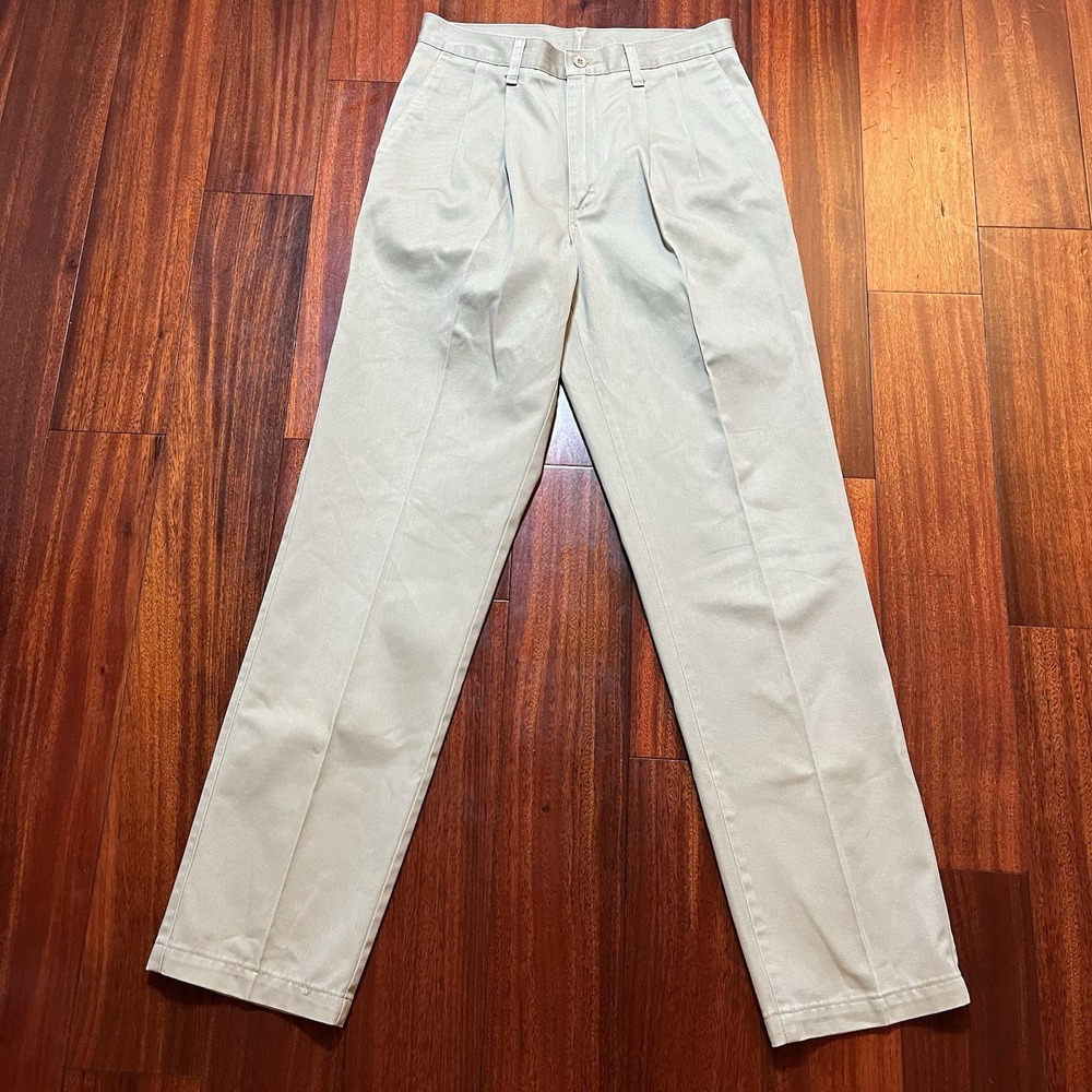 Wrangler Riata Pants Mens 29x31 Tan Pleated Casual Workwear Preppy Office 95KH